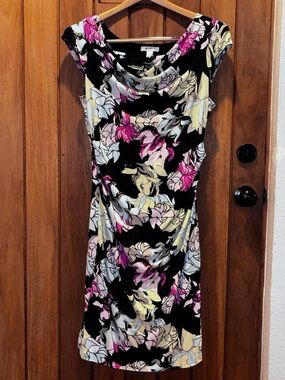 White House Black Market Floral Cowl Neck Sheath Dress - Floral
